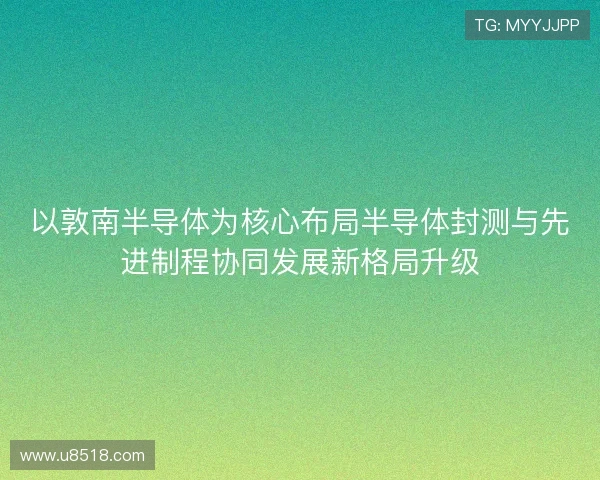 以敦南半导体为核心布局半导体封测与先进制程协同发展新格局升级